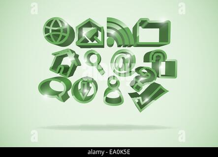 vector light green internet symbols background, eps10 file, gradient mesh and transparency used Stock Vector