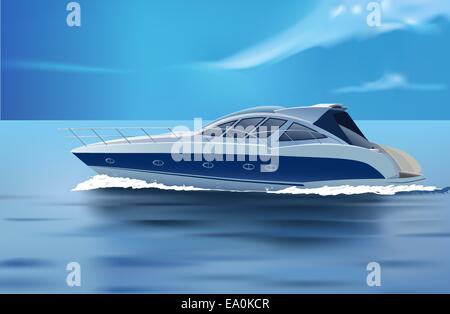 vector luxury boat in motion Stock Vector