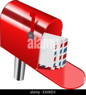vector red mailbox on white background, gradient mesh used Stock Vector