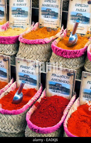 Colourful / colorful spices market, Granada, Andalusia, Spain Stock Photo