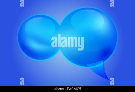 vector glossy speech bubble on blue background, eps 10 file, gradient mesh and transparency used Stock Vector