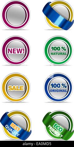 vector stickers set on white background, eps10 file, gradient mesh and transparency used Stock Vector