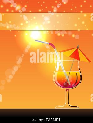vector hot summer cocktail banner, eps10 file, transparency used Stock Vector