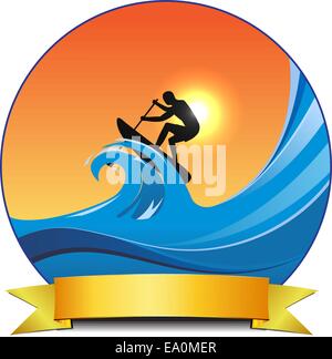 vector concept surf paddle illustration, eps10 file, transparency used Stock Vector