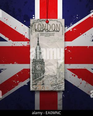 Big Ben Tower. London Landmark. Vector Hand-drawn Sketch Illustration Stock Photo