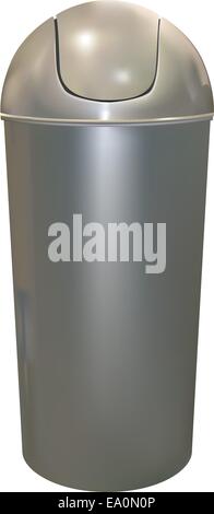 aluminum trash can on white background Stock Vector