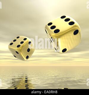 Golden dice - 3D render Stock Photo