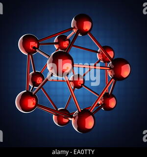 Atom model on blue background Stock Photo