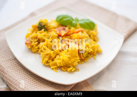 basmati rice with vegetables and chicken Stock Photo