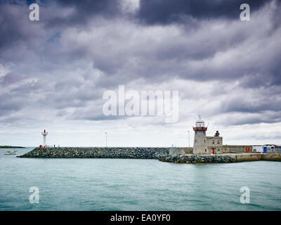 View of harbor wall, Howth, Dublin Bay, Republic of Ireland Stock Photo