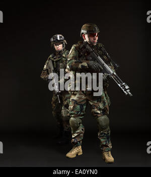 NATO soldier in full gear. Stock Photo