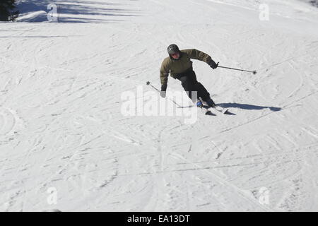 man on ski slope Stock Photo