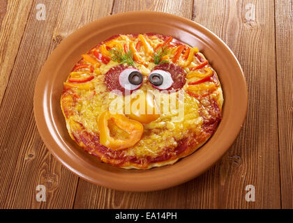 Smiley Faced Pizza Stock Photo