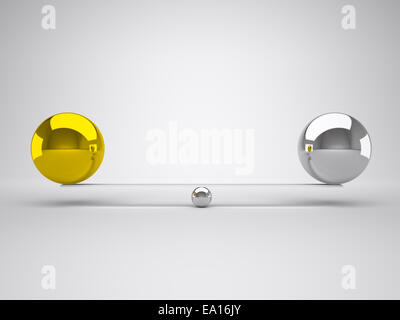 gold and silver in false balance Stock Photo