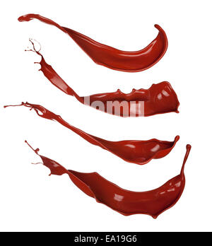 Isolated shots of chocolate splashes on white background Stock Photo