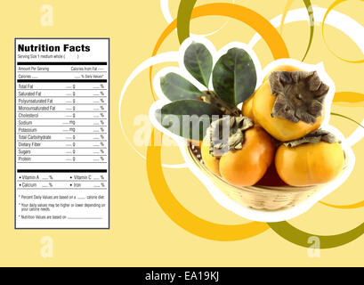 persimmon fruit nutrition facts Stock Photo