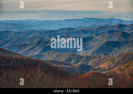 sunset view over blue ridge mountains Stock Photo
