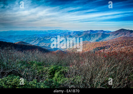 sunset view over blue ridge mountains Stock Photo