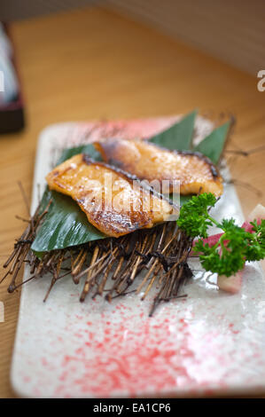 Japanese style teppanyaki roasted cod fish Stock Photo