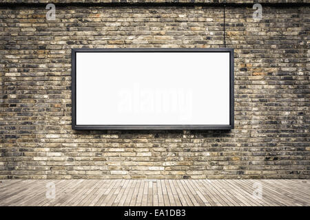 blank billboard on old brick wall Stock Photo