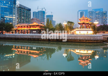 night scene of chengdu Stock Photo