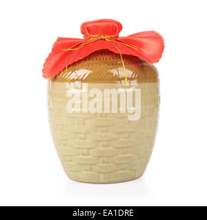rice wine jar on white background Stock Photo