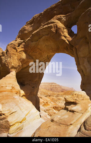 The arch from red sandstone in desert Stock Photo