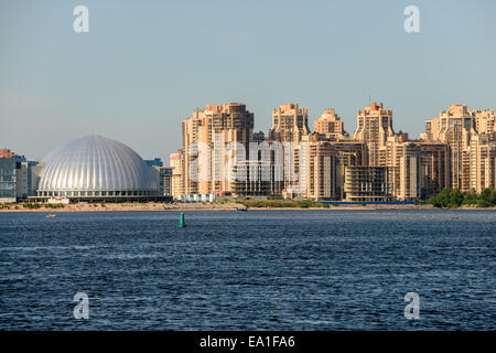 Residential district on coast of the Gulf of Finland in St. Petersburg Stock Photo