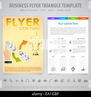 Business Flyer, Brochure Design with Icons, Number Options, Timeline Infographics. Template. Stock Photo