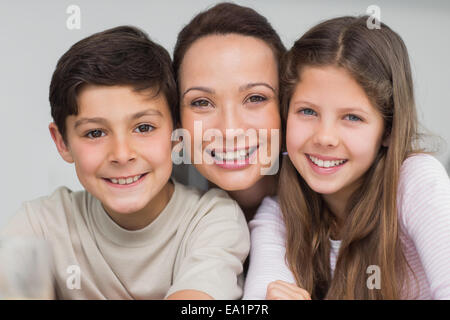 Closeup portrait of a mother with kids