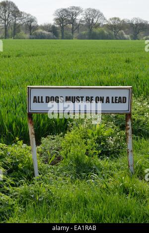 Sign for dogs to be kept on lead Stock Photo