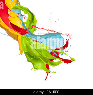 Colored splashes in abstract shape, isolated on white background Stock Photo