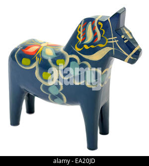 A Dalecarlian horse or Dala horse (Dalahäst) is a traditional carved, painted wooden horse statuette originating in Swedish province Dalarna.  Model Release: No.  Property Release: No. Stock Photo