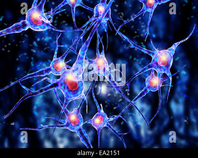 3d illustration of viruses attacking nerve cells Stock Photo