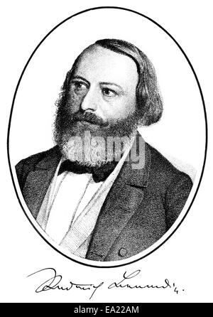 Julius Roderich Benedix, 1811 - 1873, a German comic poet, actor and theater director, Portait von Julius Roderich Benedix, 1811 Stock Photo