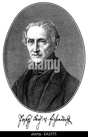 Joseph Karl Benedikt Freiherr von Eichendorff, 1788 - 1857, a poet and writer of German Romanticism, Joseph Karl Benedikt Freihe Stock Photo