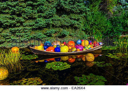 "Float Boat" glass sculpture, by Dale Chihuly, Monet Pool 