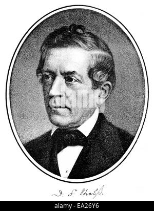David Friedrich Strauss, 1808-1874, German writer, philosopher and theologian,  1874, Portait von David Friedrich Strauß (1808 - Stock Photo