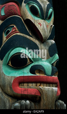 One of many Totem Poles in the Totem Bight State Park near Ketchikan, Alaska. Revillagigedo Island, Southeast Alaska, Alexander Stock Photo