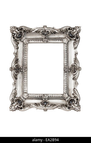 Old antique silver picture frames. Isolated on white background with clipping path. Stock Photo