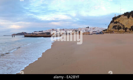 The Town of Albufeira at sunset. Algarve. Southern Portugal. Stock Photo