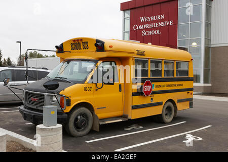 type a gmc north american short yellow school bus Saskatchewan Canada Stock Photo