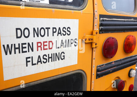 rear of type a gmc north american short yellow school bus Saskatchewan Canada Stock Photo