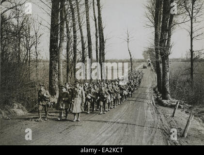 Official photograph taken on the British Western Front in France : The German offensive Stock Photo