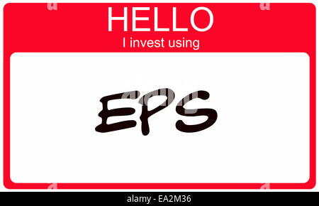 Hello I Invest Using EPS red name tag sticker making a great concept. Stock Photo