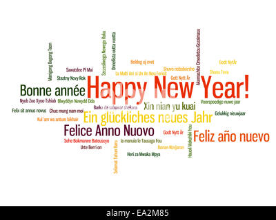 Happy New Year in different language. Words cloud Stock Photo