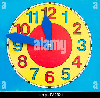 paper cardboard colorful clock toy for child Stock Photo
