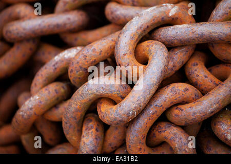 Close-up of rusty chain links, Zuidersee Museum, Enkhuizen, North Holland, Netherlands, Europe Stock Photo