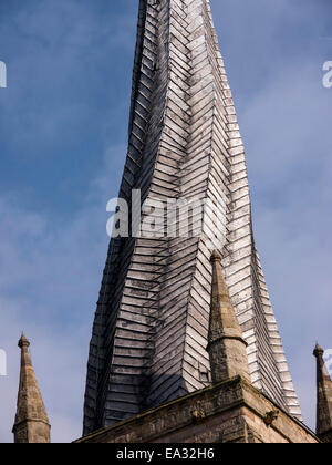 Close-up of St.Mary and  All Saints Church 'Crooked Spire' ,Chesterfield,derbyshire,UK Stock Photo