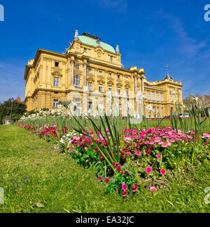 Croatian national theatre square in Zagreb Stock Photo